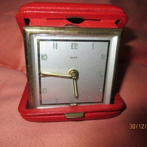 Vintage CLIFF Wind-up Alarm Clock, Made in West Germany, Leather Case